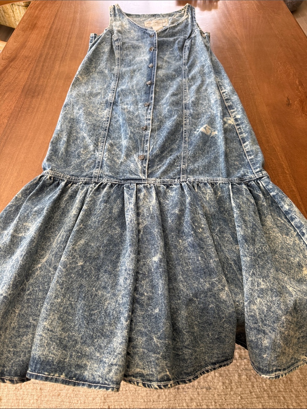 Vintage Acid-Wash Blue Denim Button-Front Dress